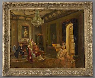 Charles Fenton, "The Recital" oil on canvas,