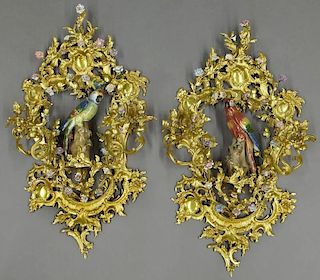 Pr. Louis XV style bronze-dore and porcelain