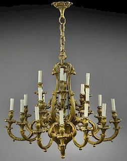 19th C. dore bronze 20-light chandelier