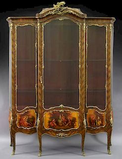 Louis XV style Vernis Martin kingwood vitrine,