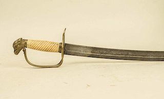 Slot-hilted Eaglehead saber, beautiful bone grip, ca. 1812, no scabbard.