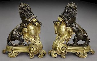 Pr. 19th C. French gilt bronze chenets