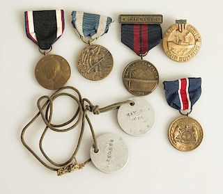 US WWI & Contemporary Medals & Badges, including Missouri State Medal with owner's dog tags, New York State Medal and more.