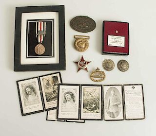 German Death Card, Buckles, Machine Gunner's Badge, Gallipoli Star