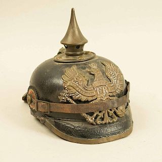 Imperial German Prussian spiked helmet w/ brass mounts