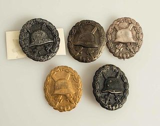 5 German WWI Wound Badges