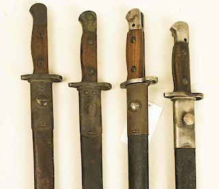 4 British 1903 pattern Enfield Sword Bayonets and scabbards