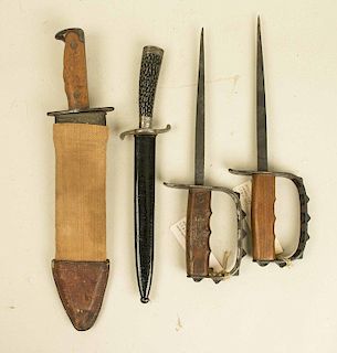 4 Very Interesting Trench or Fighting Knives: 3 US, 1 German