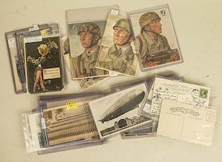 WWI and Earlier Airship and Balloon Post cards, other World War I military postcards, and 4 World War II postcards, 3 of winn