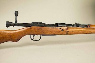 Japanese Arisaka Rifle Type 99 with lined barrel and bayonet in very good condition, chrysanthemum removed.