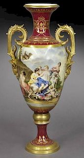 Large 19th C. Royal Vienna style porcelain vase