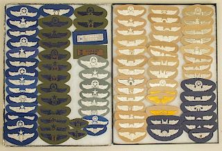 US Cloth Wings, 2 Frames of 81 Wings, many rare, w/ some other cloth items.
