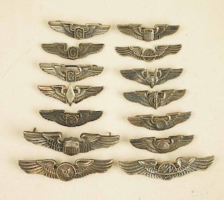 14 Pair USAAC Shirt and Cap sized Wings, Most in sterling