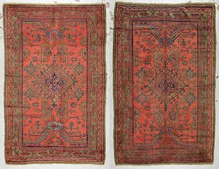 Pair of Antique Oushak Rugs: 5'3'' x 8'2'' and 5'2'' x 8'1''