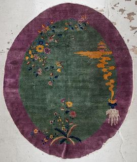Chinese Art Deco Roomsize Oval Rug: 7'10'' x 9'10''