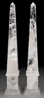 Pr. Neoclassical style rock crystal obelisks