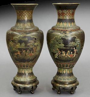 Pr. Chinese lacquer vases,