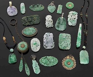 21 Pcs. carved jade including: