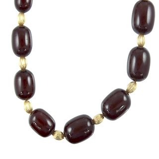 VINTAGE CHALCEDONY BEADED NECKLACE