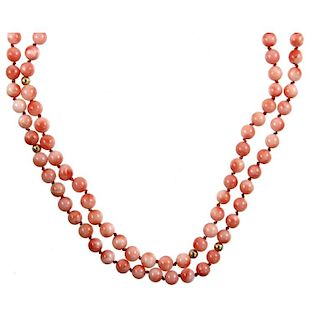 TWO PINK CORAL BEAD NECKLACE