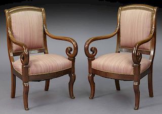 Pr. Louis Philippe upholstered armchairs,