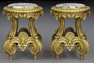 Pr. Louis XV style carved gilt pedestals