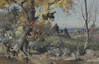 George Browne (1918-1958) Pasture Edging - Ruffed Grouse