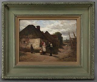 J. Michael Brown, "The Village Postman" oil on