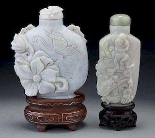 (2) Chinese opal snuff bottles including: