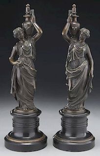 Pr. French patinated bronze classical figures