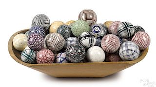 Large collection of antique carpet balls