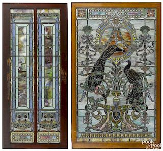 Stained glass window and sliding door, ca. 1900