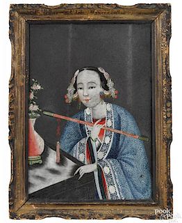 Chinese reverse painted portrait of a consort