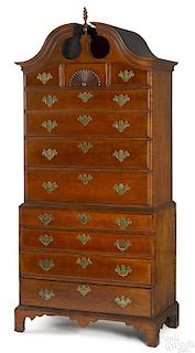 New England Chippendale maple chest on chest