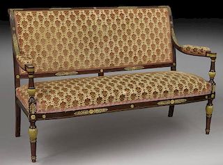 19th C. French Empire bronze mounted loveseat