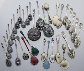 (32) Russian enamel spoons
