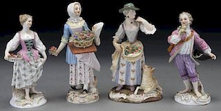 (4) Meissen porcelain figures