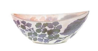 A Galle Cameo Glass Bowl, Width 7 inches.