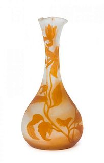 A Galle Cameo Glass Vase, Height 10 1/4 inches.