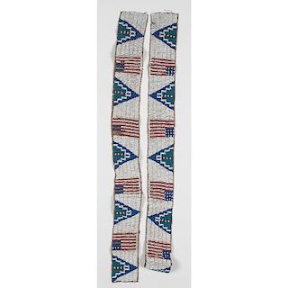 Sioux Beaded Hide Strips with the American Flag