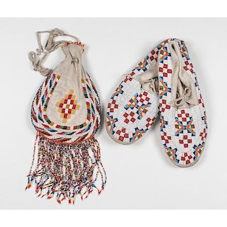 Apache Beaded Bag PLUS Sioux Beaded Moccasins