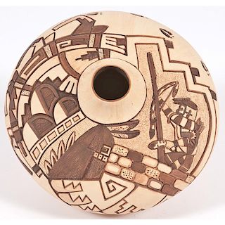 Carla C. Nampeyo (Hopi, b.1961) Carved Pottery Jar