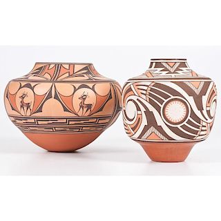Randy Nahohai (Zuni, 1958-2016) and Anderson Peynesta (Zuni, b. 1964) Pottery Jars