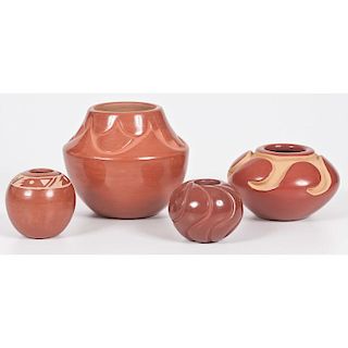 Anita Suazo (Santa Clara, b.1937) Redware Jar, PLUS Other Pueblo Pottery