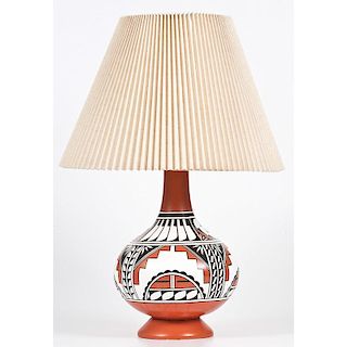 B & M Jojola (Isleta, 20th century) Pottery Lamp