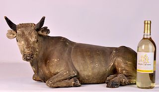 Large Italian 18/19th C. Carved Wood Cow