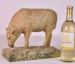 Italian 18/19th C. Carved Wood Lamb