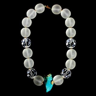 VERY FINE ROCK CRYSTAL & TURQUOISE NECKLACE