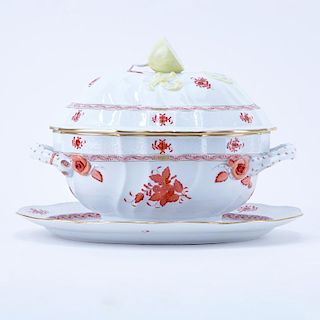 Herend Chinese Bouquet (Rust) Porcelain Covered Tureen and undertray