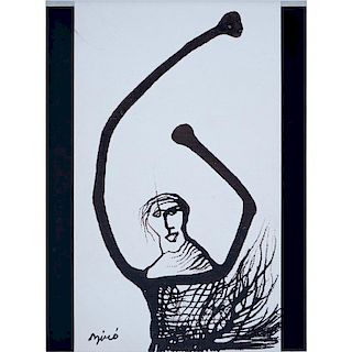 Antal Biro, French (1907 - 1990) Ink on card "Abstract Figure"